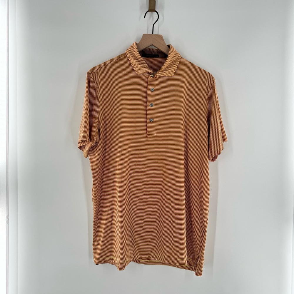 Greyson Perfomance Mens Golf Polo Striped Wolf Shirt Collared Size Large